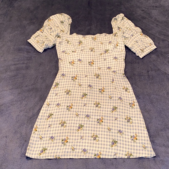 Reformation Dresses & Skirts - Reformation Kaley Floral Minidress in Al Fresco Blue Gingham